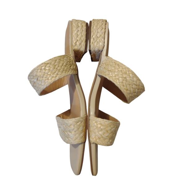 Joie Niki Raffia Braided Straw Sandals 8.5 Timeless Square Toe Preppy Summer - Picture 5 of 7